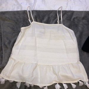 Cream with tassels on bottom super cute tank